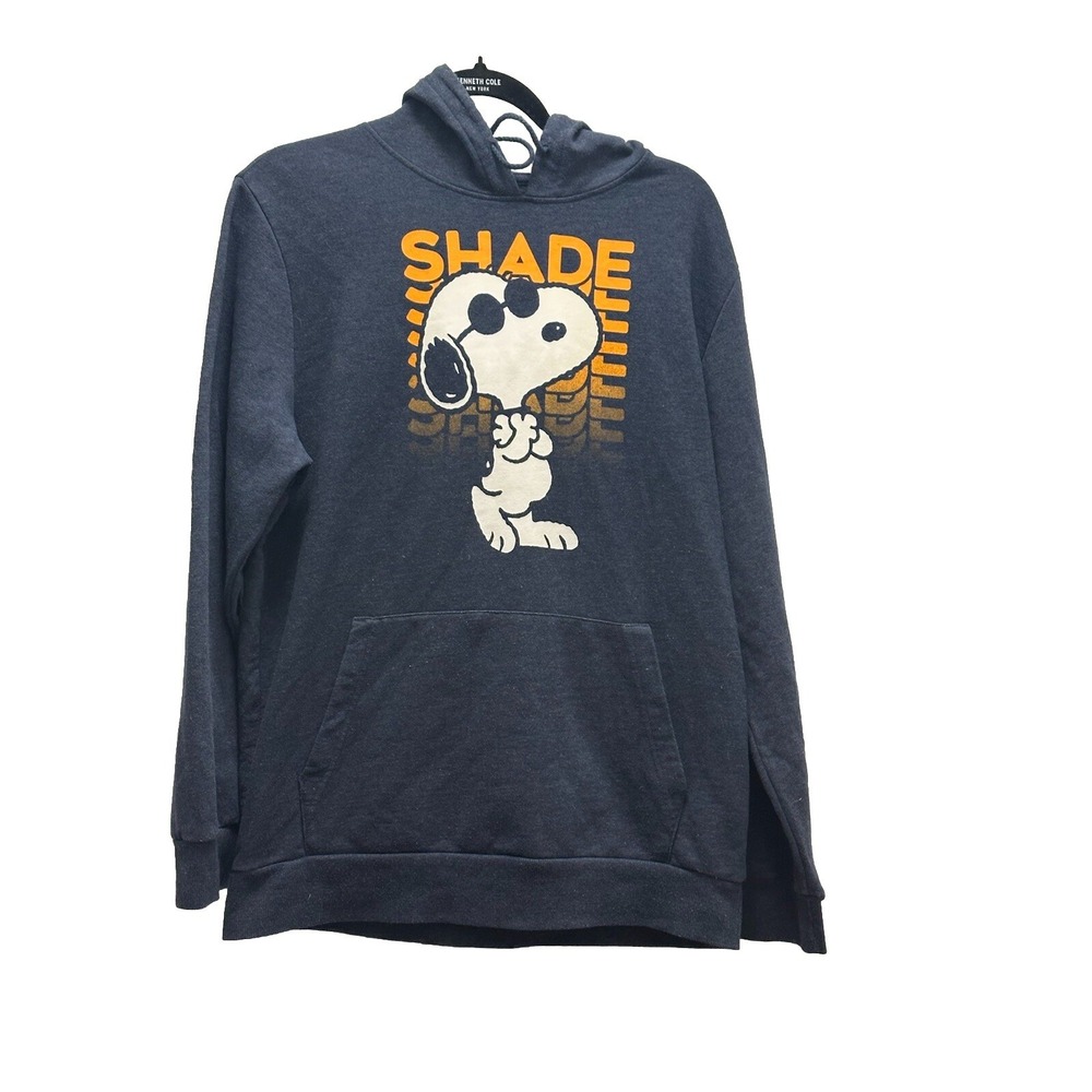 Peanuts Snoopy "Shade" Men's Blue Denim Pullover Sweatshirt Hoodie L